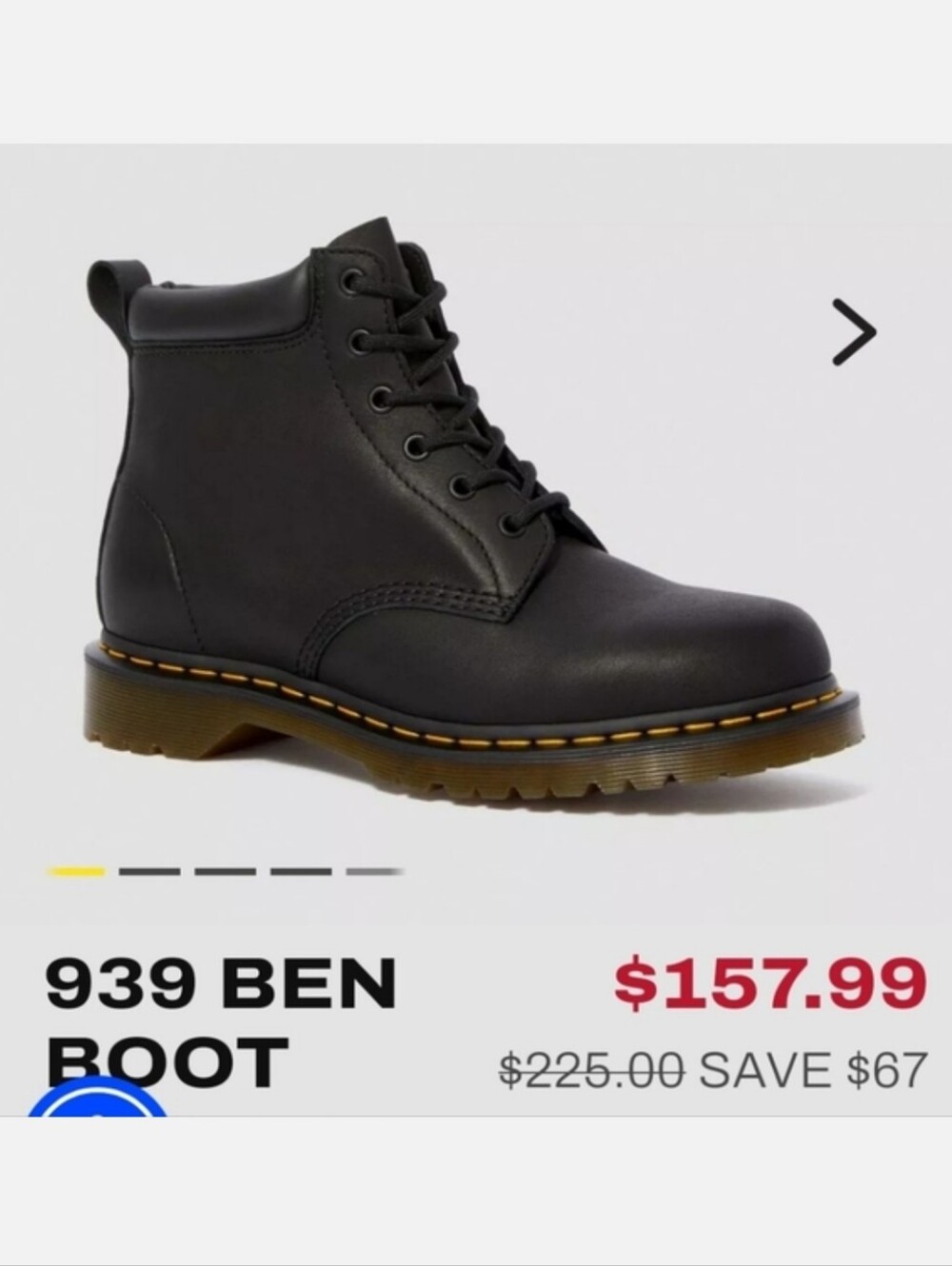 Dr. Martens Combat Boots 939 Ben Black Leather Lace-Up Boot England